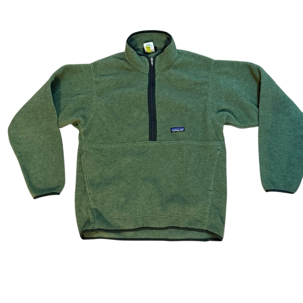 Patagonia Synchilla 1/4 Zip Fleece Pullover Green Size Medium Classic Logo